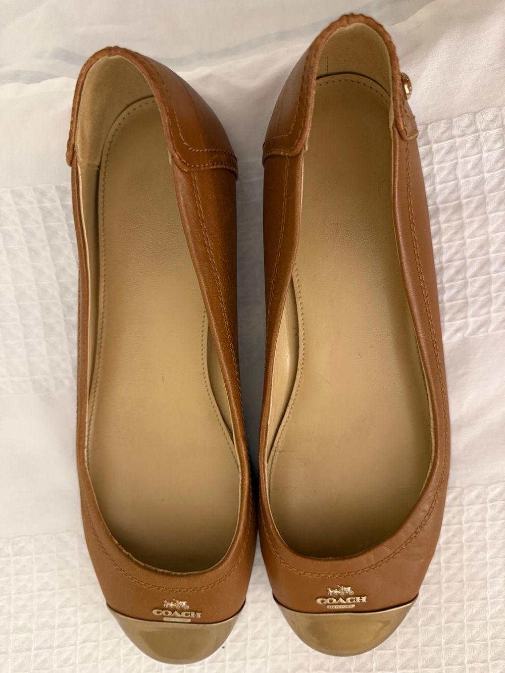 Coach Shoes Flats Women’s Brown Leather with Gold Size 8-Preowned - Picture 3 of 12
